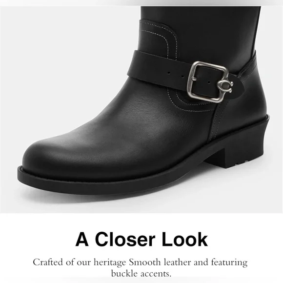 Coach Daria Buckled Tall Moto Boots Sz 8 BNWB - Picture 5 of 9